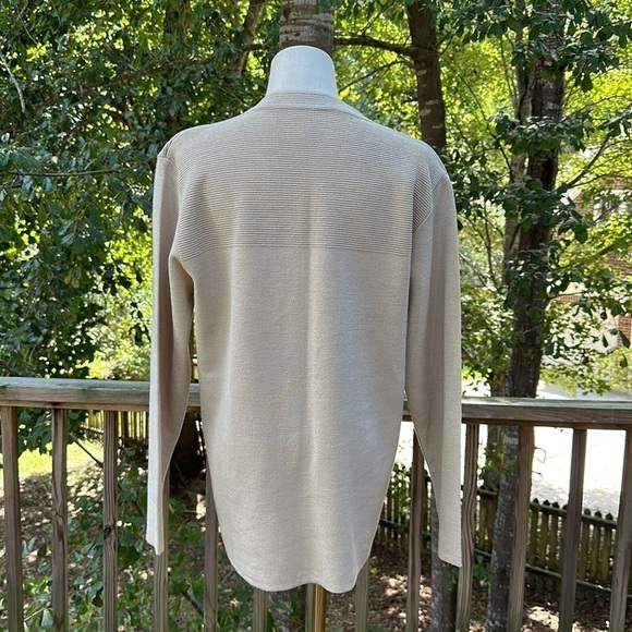 VINTAGE Taupe Cardigan Front Pockets Vertical/Horizontal Stitching XL - Picture 6 of 12